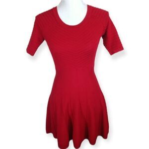 CANDIE'S RED FIT & FLAIR DRESS SZ.XS EUC
